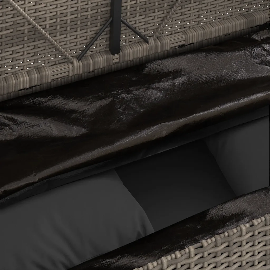 Panca da Giardino con Cuscini-Sgabello-Panca da esterno Grigia in Polyrattan 333039