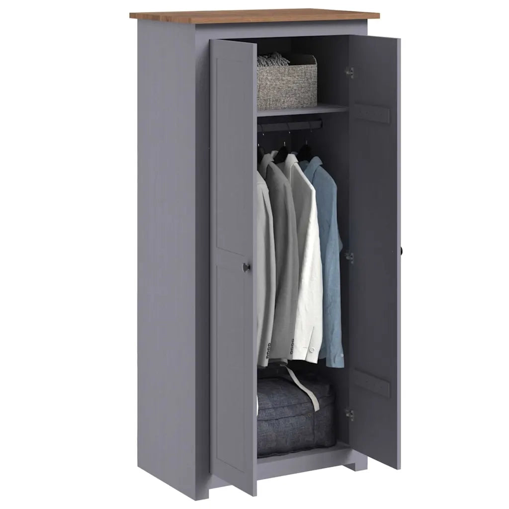 Armadio Grigio 80x50x171,5 cm Legno Massello Pino Panama Range CFW8349888