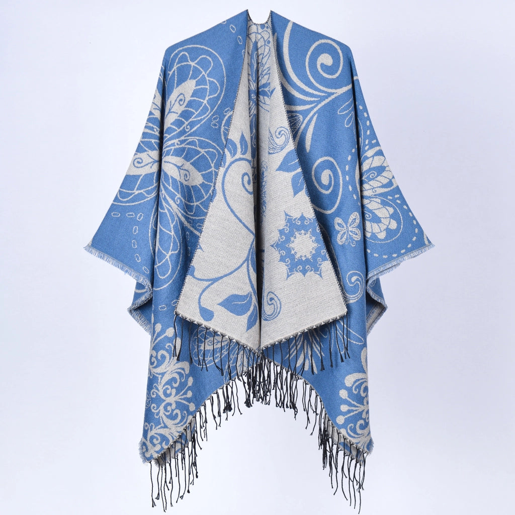 Nuovo scialle con nappe jacquard e motivo paisley - Elegante e caldo scialle con nappe