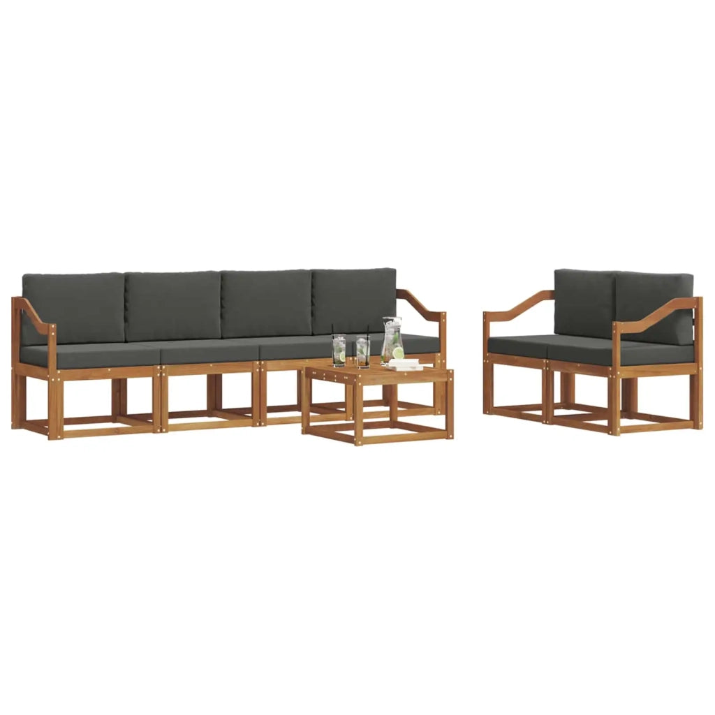 Set di divani da esterno con cuscino 7 pcs Naturale e Antracite 3366060