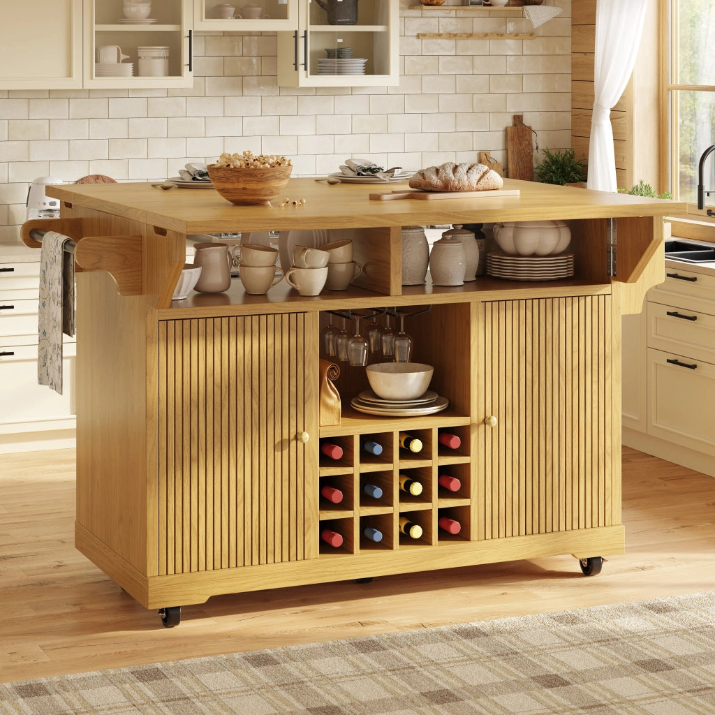 Carrello da cucina mobile con vani aperti; ripiani regolabili e portabottiglie; per cucina e sala da pranzo