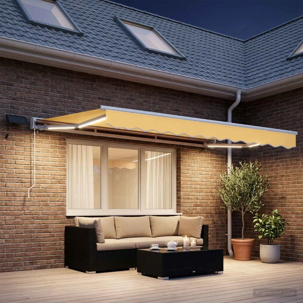 Cornice per Tenda Manuale con LED Sabbia 4,5 × 3 m 3426244