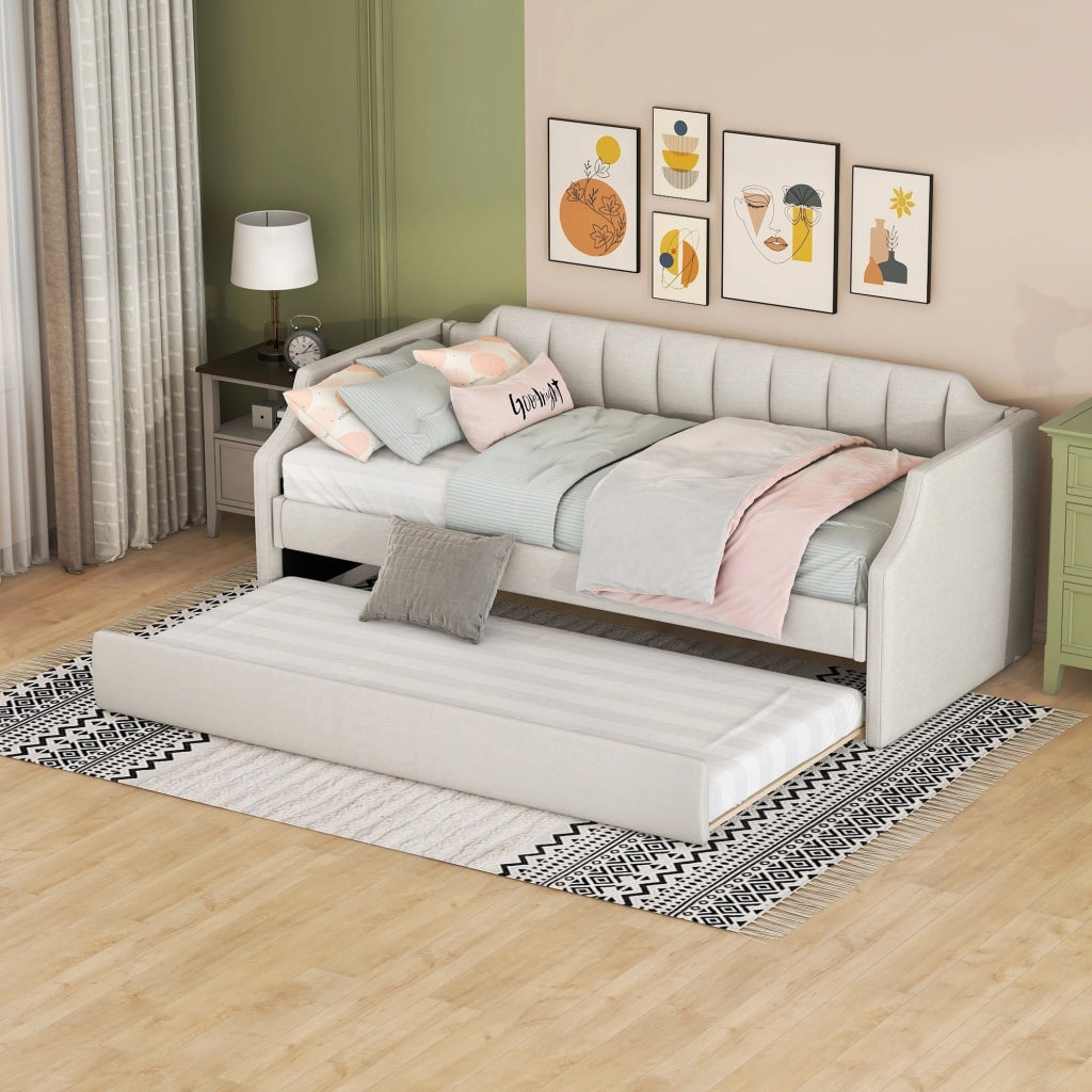 Letto giorno imbottito in cotone lino 90x200 cm