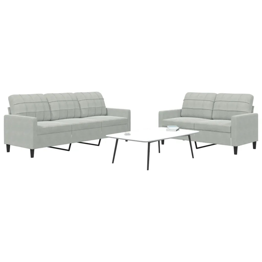 Set di Divani 2 pz con Cuscini Grigio Chiaro in Velluto 3278391
