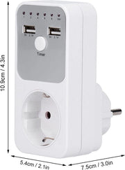 Contatore a Tempo Countdown Socket 180~260V 16A USB Smart Digitale per Ricarica del Telefono (Presa EU) - Contenuto HTML Incluso.