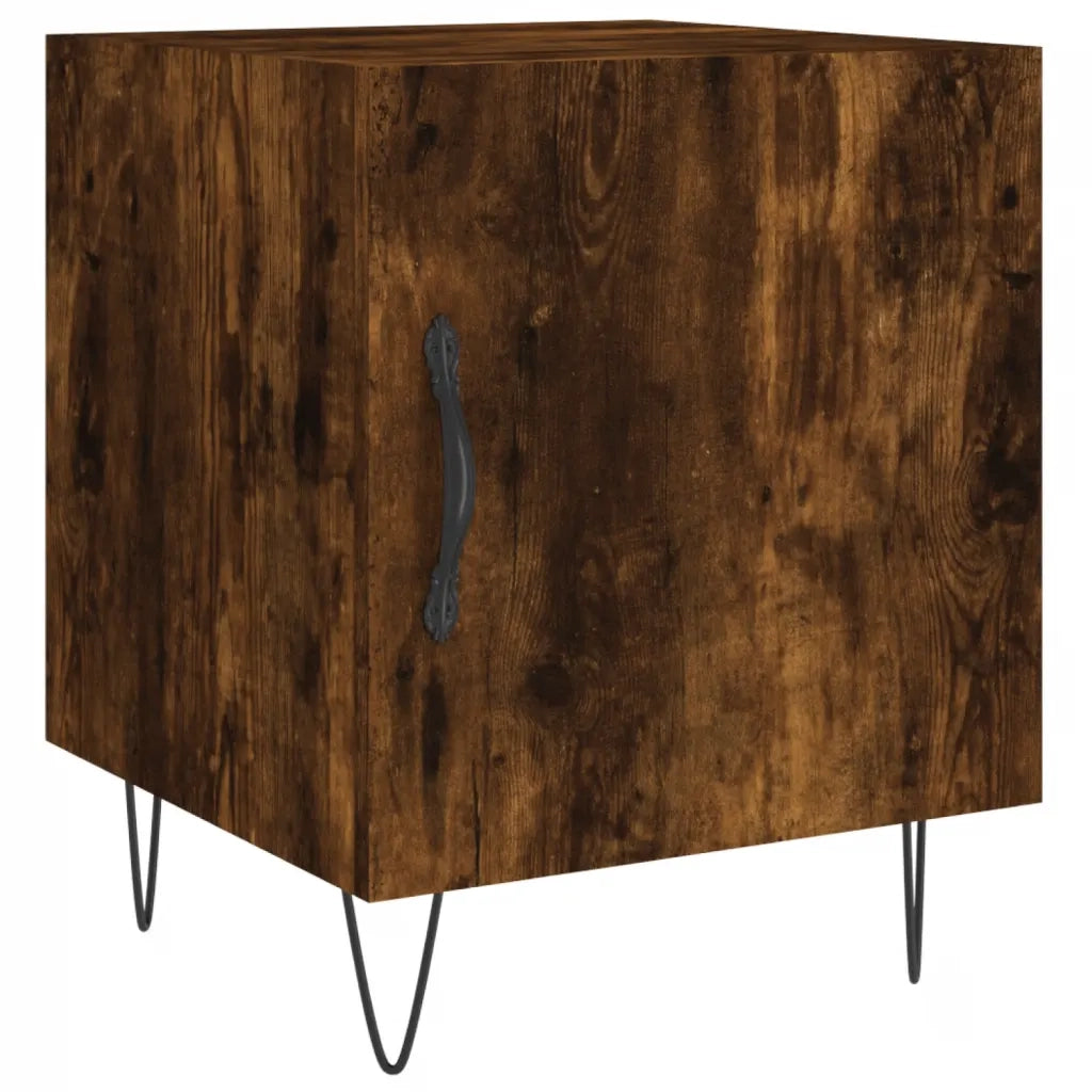 Set di 2 Comodini | Armadio da Notte | Mobiletto da notte Rovere Fumo 40x40x50 cm in Legno Multistrato