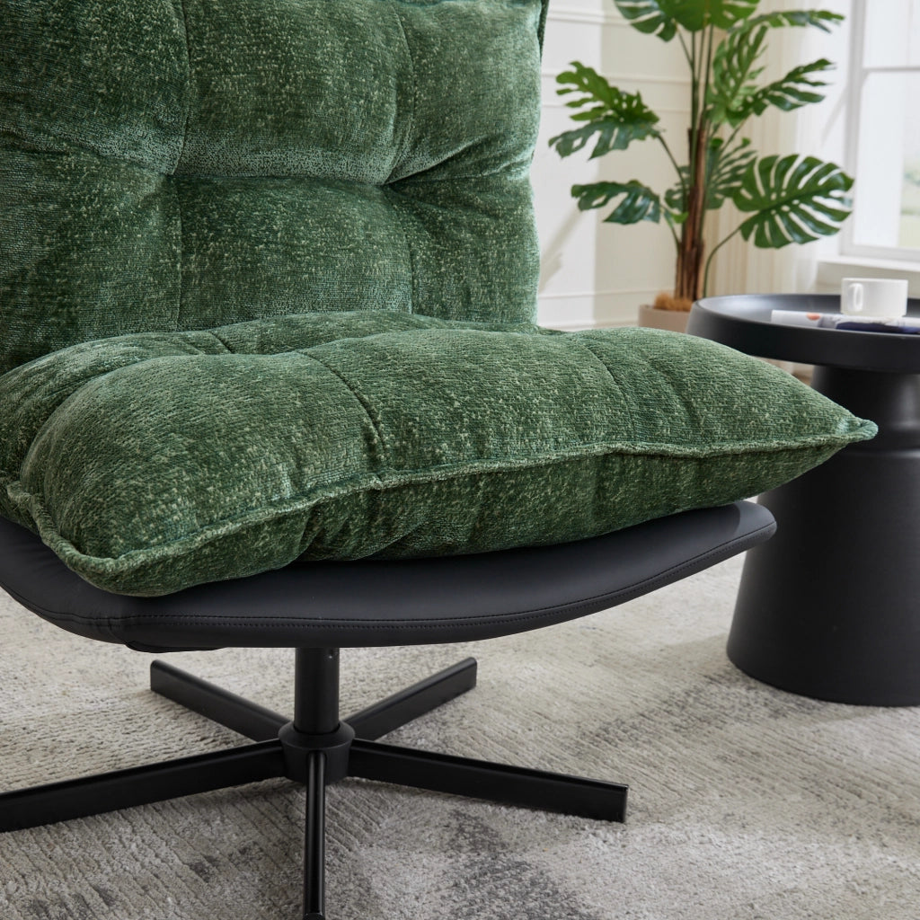 POLTRONA girevole con schienale regolabile a 3 posizioni 72x60x44 cm verde scuro e nero
