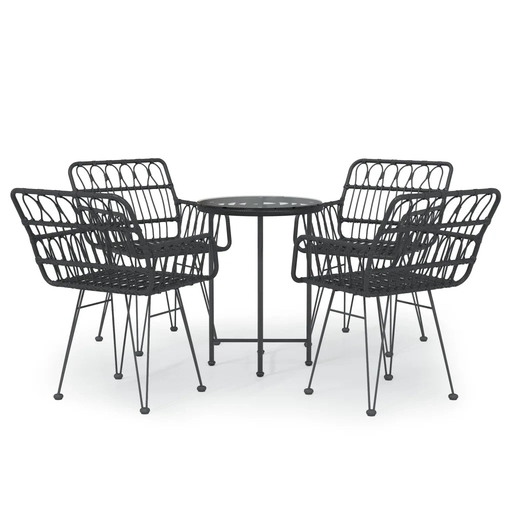 Set da Pranzo da Giardino 5 pz Nero in Polyrattan 3157838