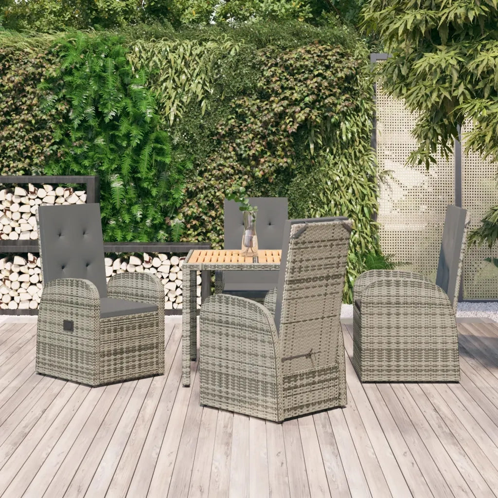 Set da Pranzo da Giardino 5 pz con Cuscini in Polyrattan Grigio 3157583