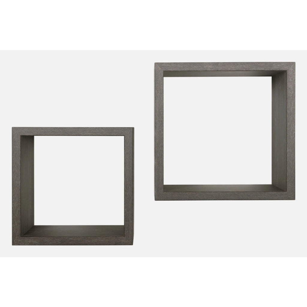 Set di 2 Mensole da Muro Modello Q-BIS MAXI, Cubi Arredo, Mensole Cubo, Cubi da Parete. Misure 35x35 p23.7 cm e 31x31 p23.7 cm. Finitura  ROV. SCURO - MADE IN ITALY