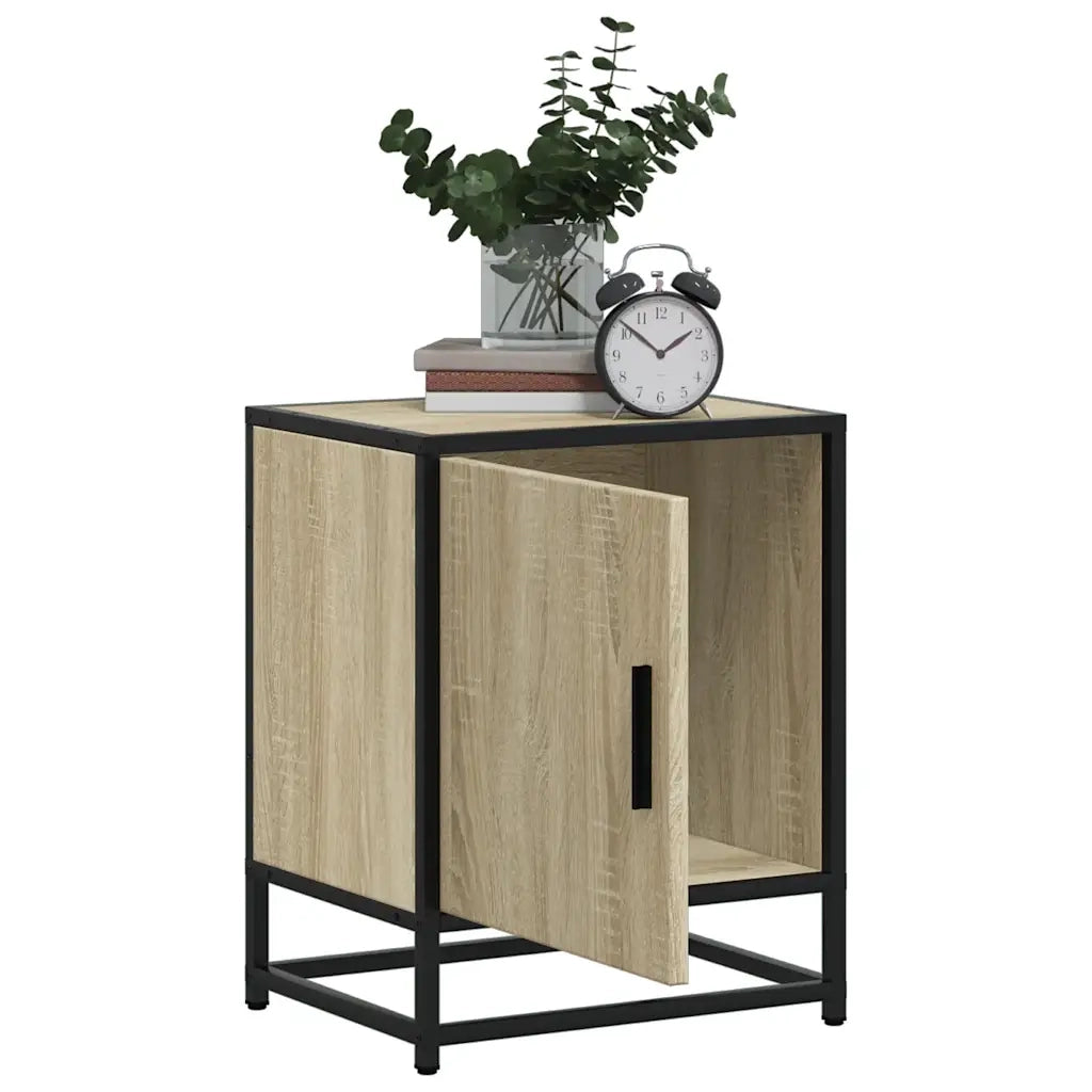 Comodino Rovere Sonoma 40x31x50 cm Legno Multistrato e Metallo 848711