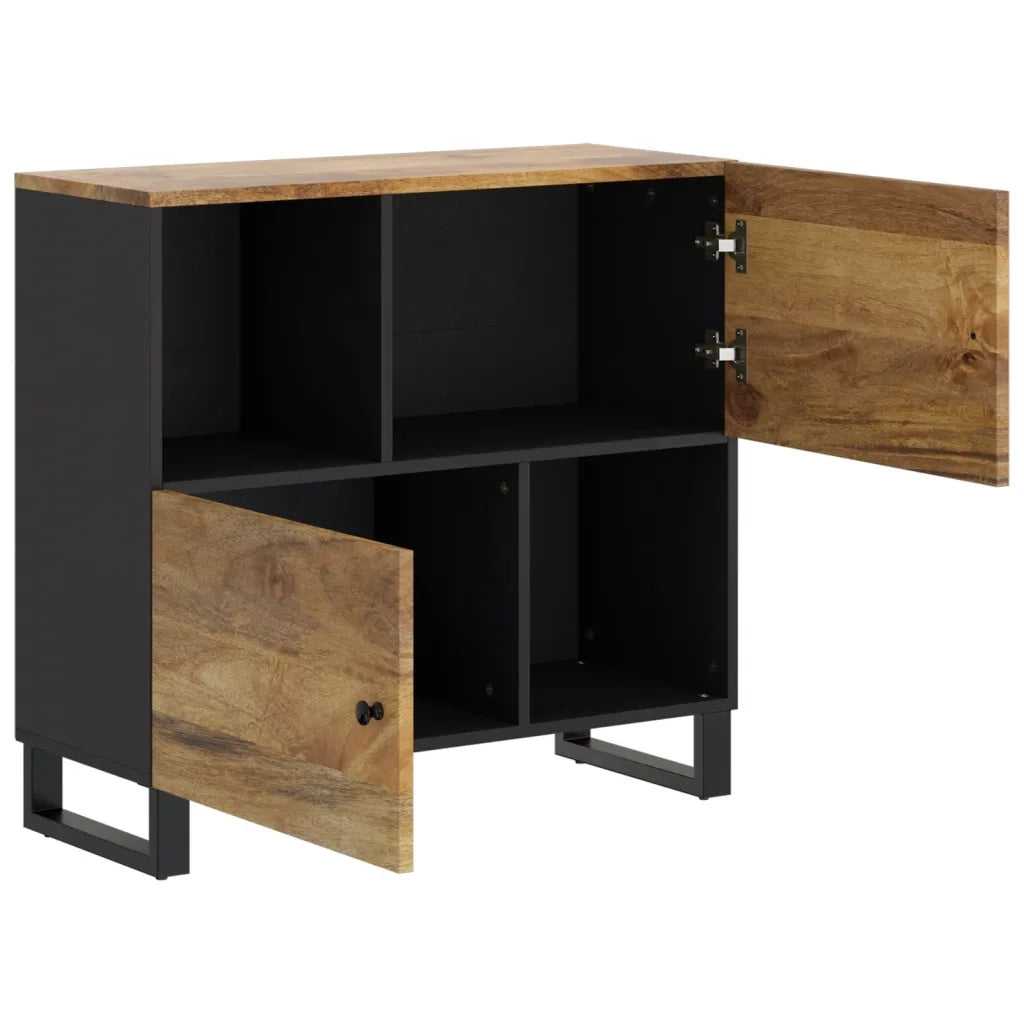 Credenza | Madia | Buffet da pranzo | Armadio da pranzo con 2 Ante 80x33x75 cm in Legno Massello di Mango