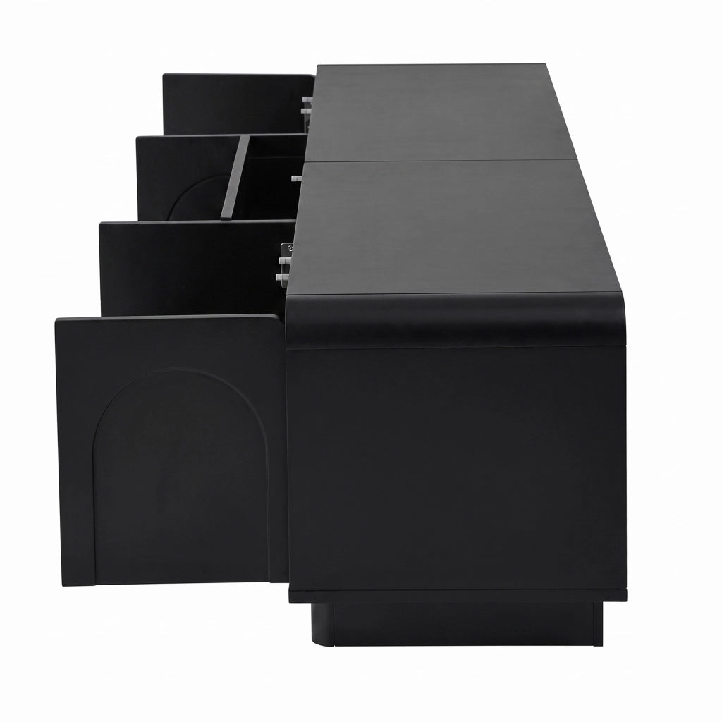 Mobile TV 180x40x46 cm con ante e cassetti; MDF e truciolare nero
