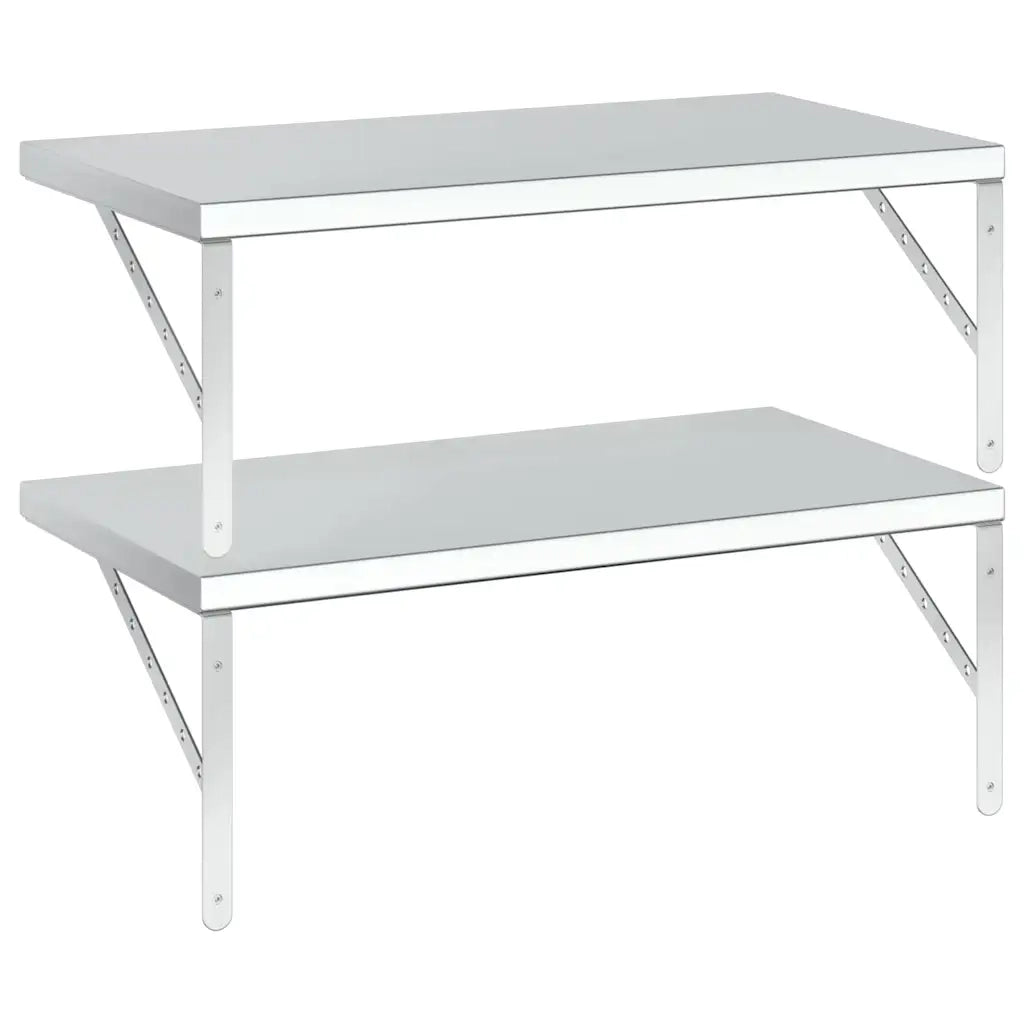 2 pz Mensole a Muro | Scaffale Parete | Ripiano a parete 75x40 cm Argento in Acciaio Inossidabile