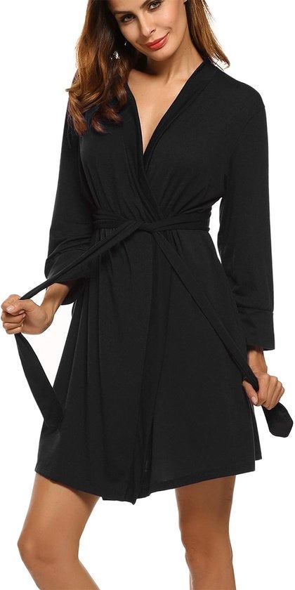 Kamis da Donna Corta a Manica Lunga 3/4 con V Collo Kimono Sauna Zima Estivo Nero XXL