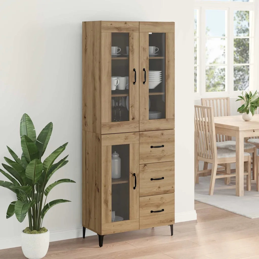 Credenza | Madia | Buffet da pranzo | Armadio da pranzo con cassetto Rovere artigianale 69,5 x 34 x 180 cm