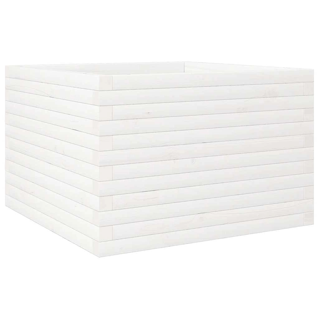 Fioriera rialzata per piante e fiori terrazza giardino 70 x 70 x 46 cm legno di pino massiccio bianco 02_0037819
