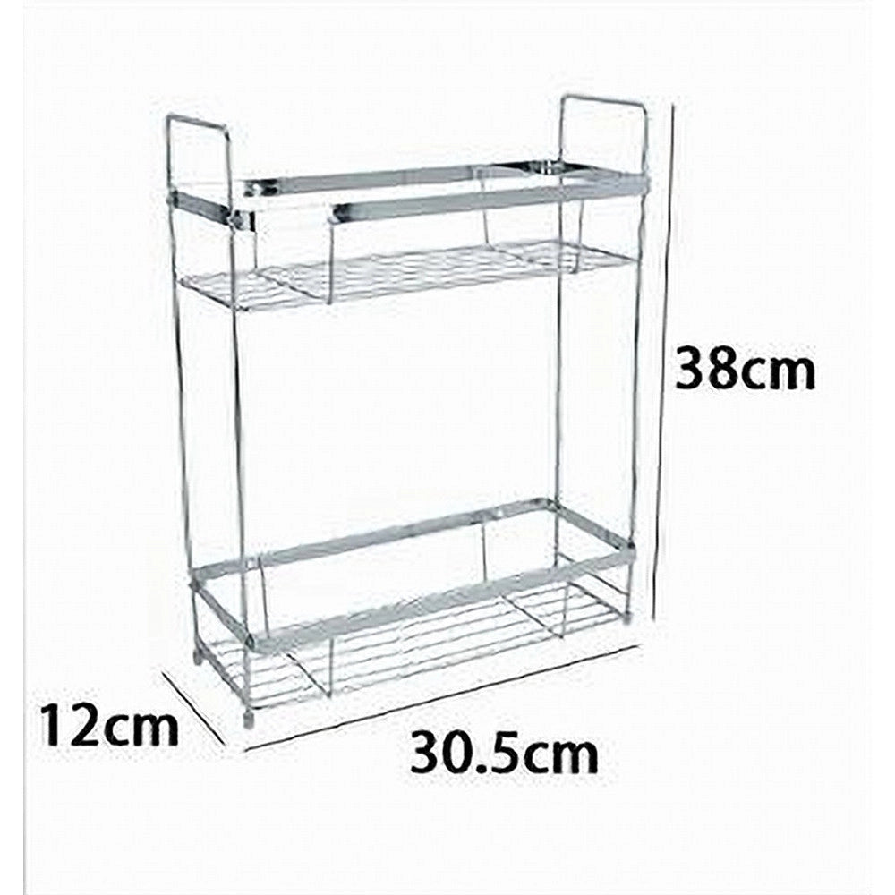 Trade Shop - Mensola Per Doccia Bagno Rettangolare 2 Ripiani Portaoggetti 30,5x12x38 Cm 79301 -