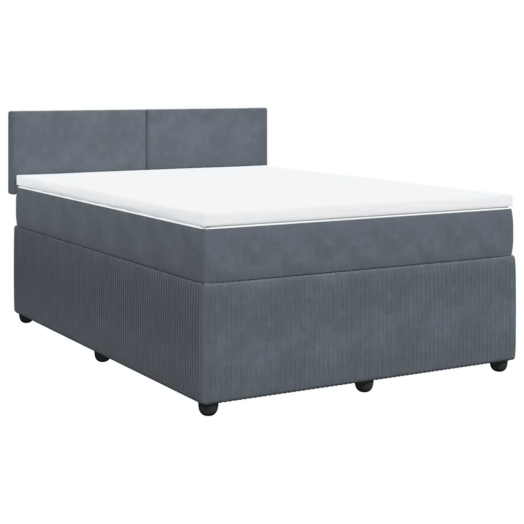 Giroletto a Molle con Materasso Grigio Scuro 140x190 cm Velluto