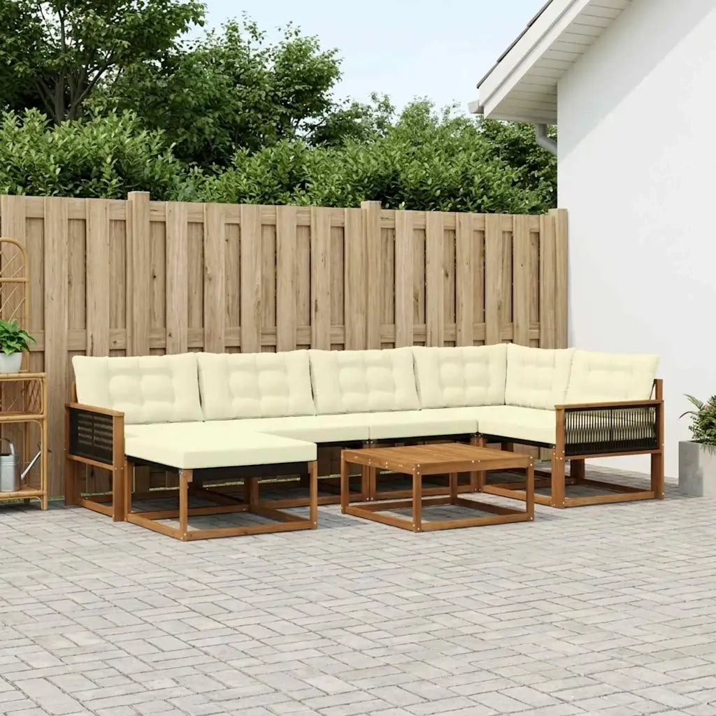 Set di divani da esterno con cuscino 7 pcs Naturale e Crema 3381550