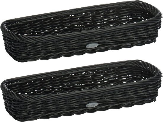 Set di 2 contenitori per utensili per ristoranti, rettangolari ca. 39,5 x 28 x 8,5 cm Neri