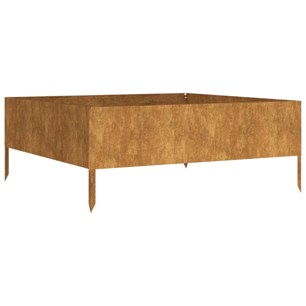 Fioriera rialzata per piante fiori patio giardino 100 x 100 x 41 cm acciaio corten marrone 02_0039291