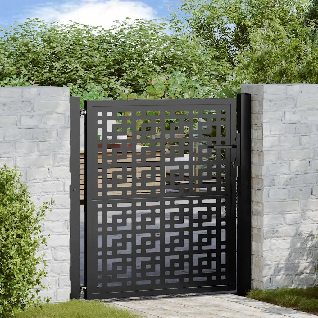 Cancello da giardino nero 100x100 cm in acciaio con design a croce 4100999