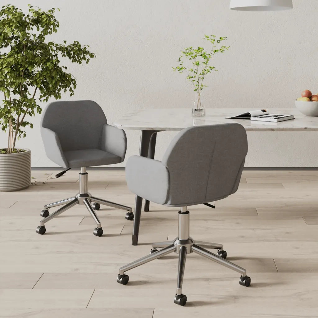 Sedie da Pranzo Girevoli 2 pz Grigio Chiaro in Tessuto 3103086
