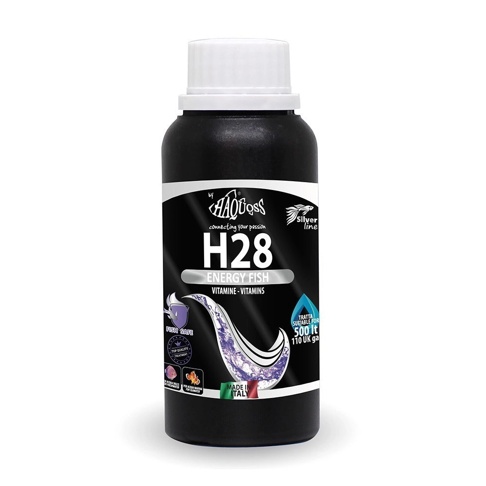 Haquoss H28 Energy Fish tanica da 2,5L - prodotto per prevenire rachitismo, inappetenza e decolorazione in pesci d' acqua dolce