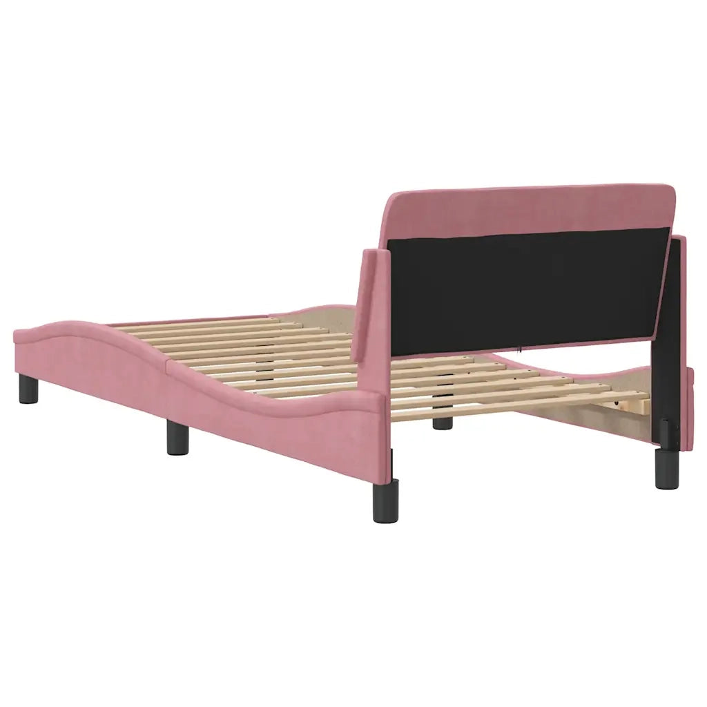 Giroletto con Testiera-Struttura letto con testiera Dover Rosa 80x200 cm Velluto