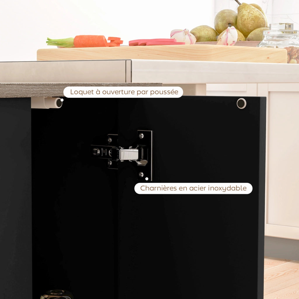 Tavolo da cucina con ripiani regolabili e 2 ante ¨C Minimal ¨C 105x60 cm nero effetto legno