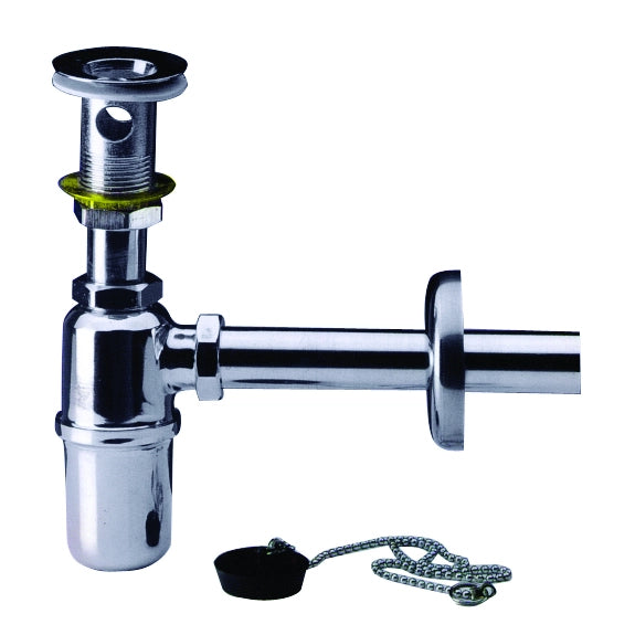 SIFONE IN OTTONE CROMATO A BOTTIGLIA Senza piletta mis. 1.1/4