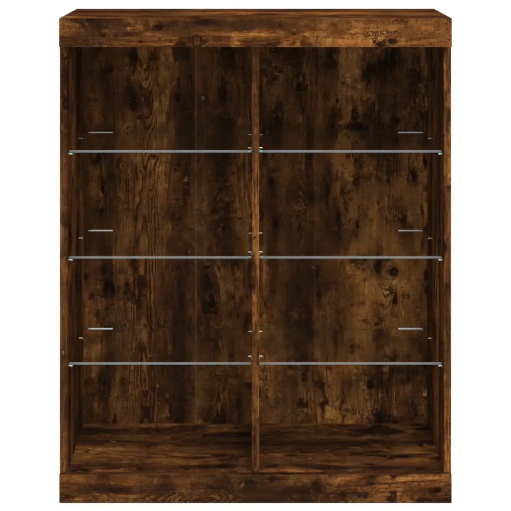 Credenza | Madia | Buffet da pranzo | Armadio da pranzo con Luci LED Rovere Fumo 81x37x100 cm