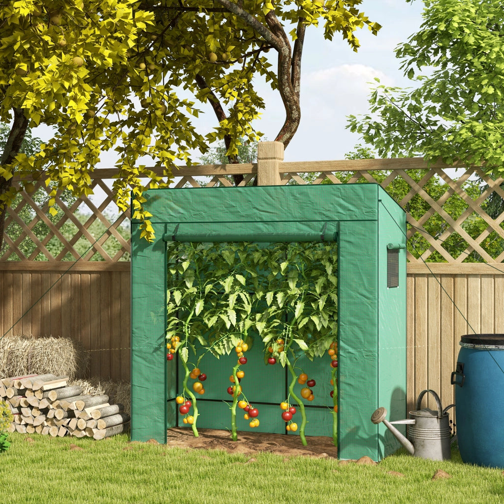 Serra da Giardino con 2 Finestre e Ingresso Avvolgibile ¨C zephmum ¨C Verde, PE e Acciaio, 196x77x197 cm