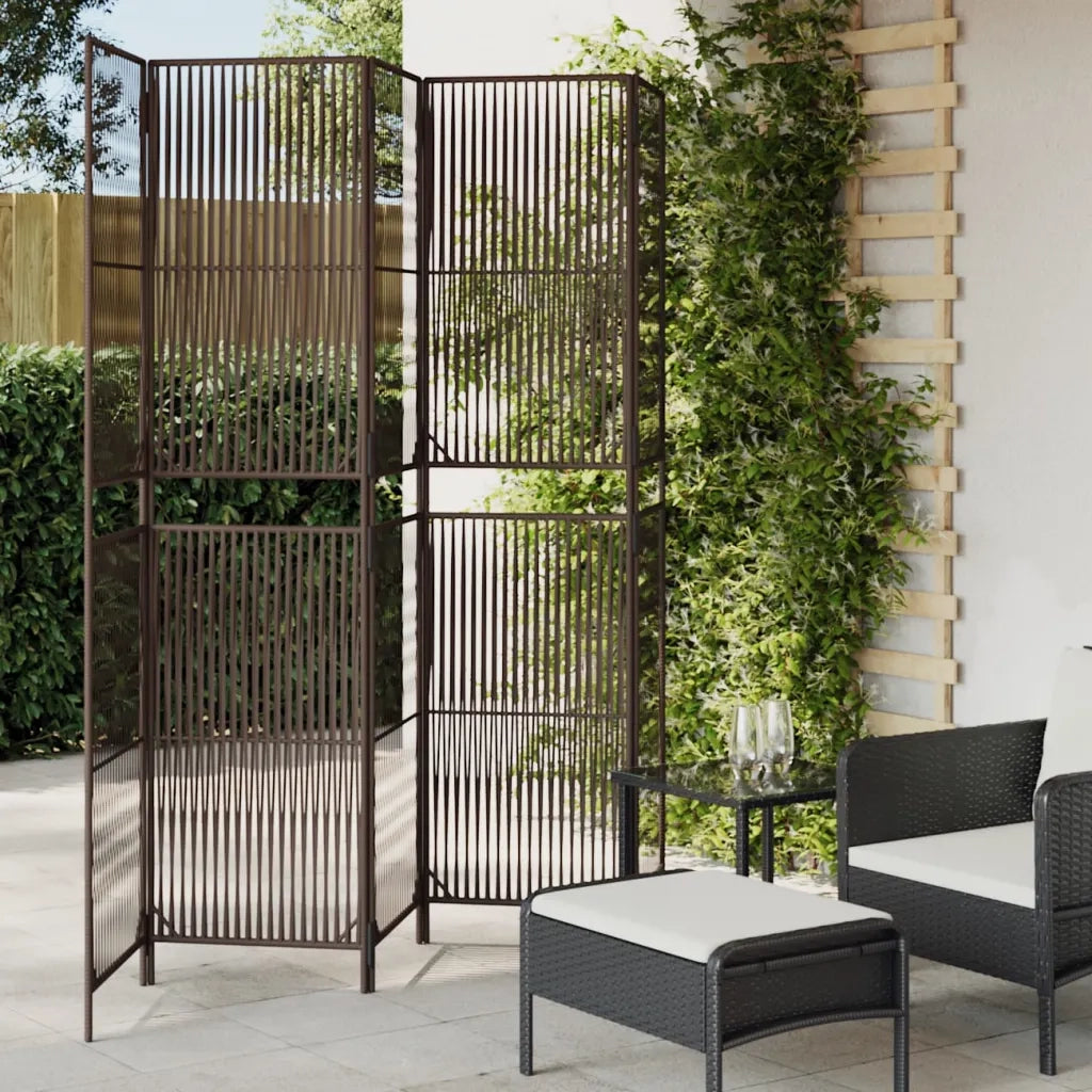 Divisorio per Ambienti | Divider per stanze | Paravento a 5 Pannelli Marrone in Polyrattan