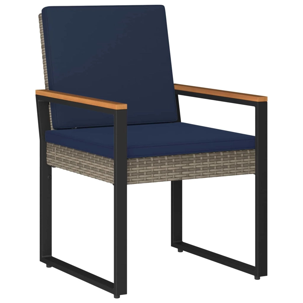 Set Mobili da Esterno 3 pz Grigio e Blu Navy polyrattan 42025334