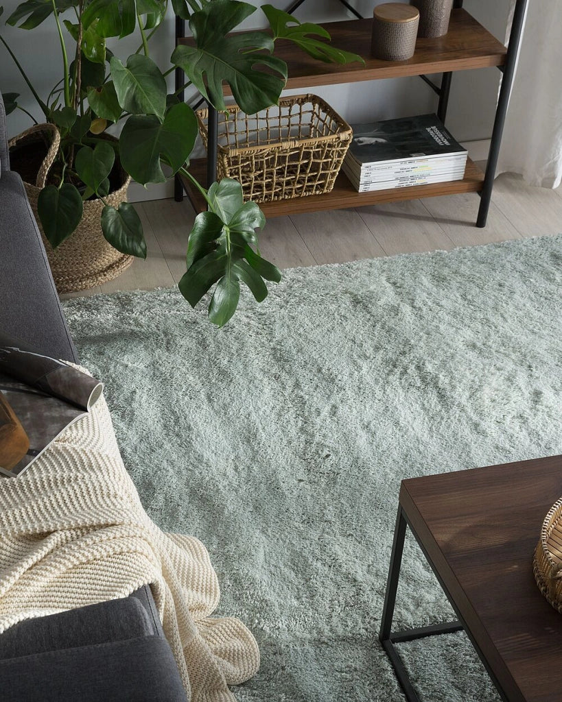 Tappeto shaggy in misto cotone e poliestere verde 160 x 230 cm soffice pelo denso