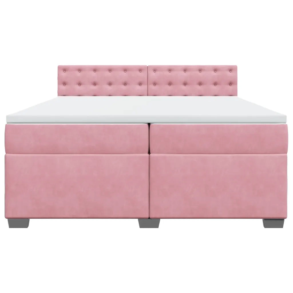 Giroletto a Molle con Materasso Rosa 200x200 cm in Velluto 3286419