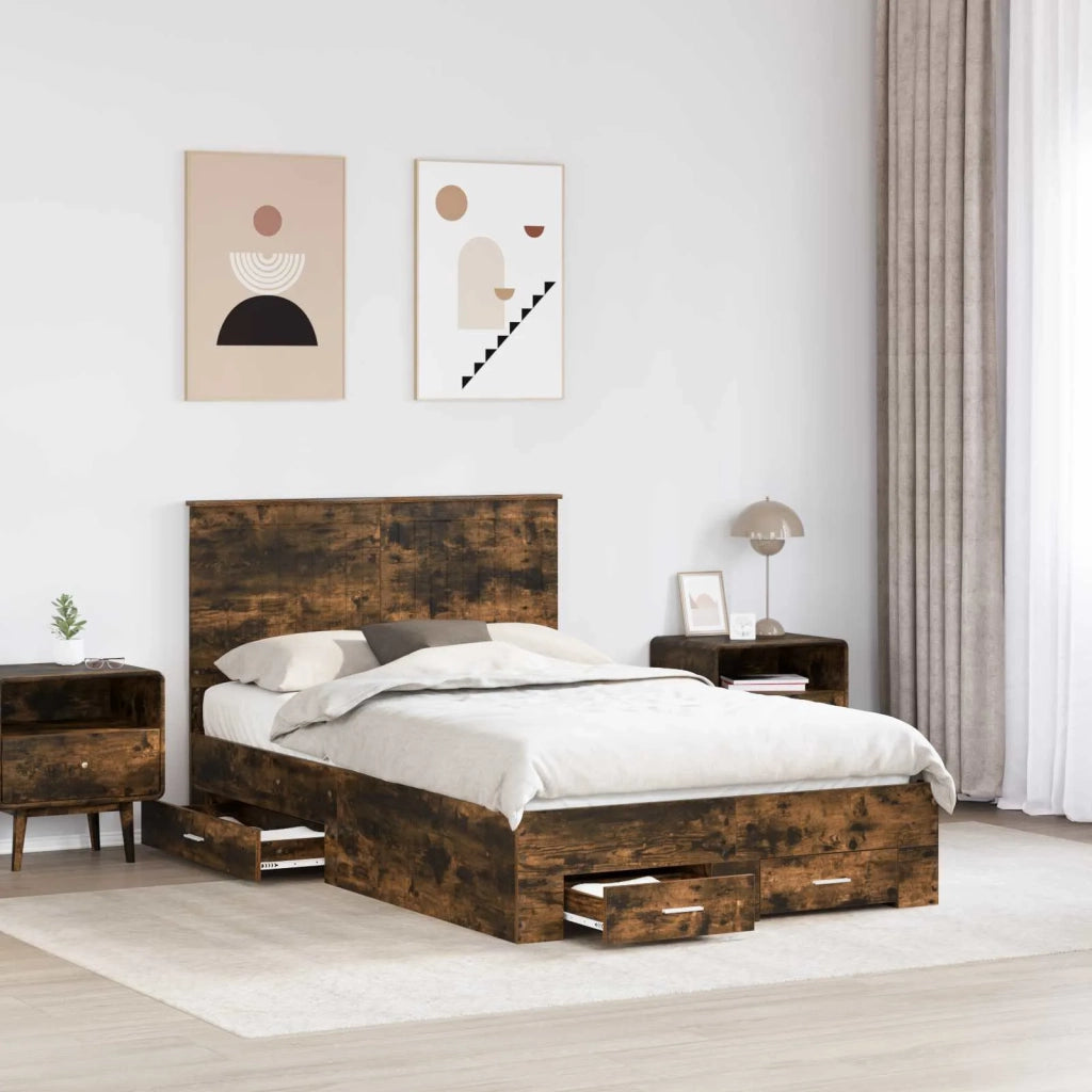 Struttura del letto Rovere fumé 120 x 190 cm Legno multistrato