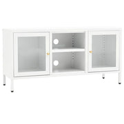 Mobile TV multimediale scaffale TV mobile TV sala da pranzo soggiorno camera da letto 105 x 35 x 52 cm acciaio e vetro bianco 02_0025693