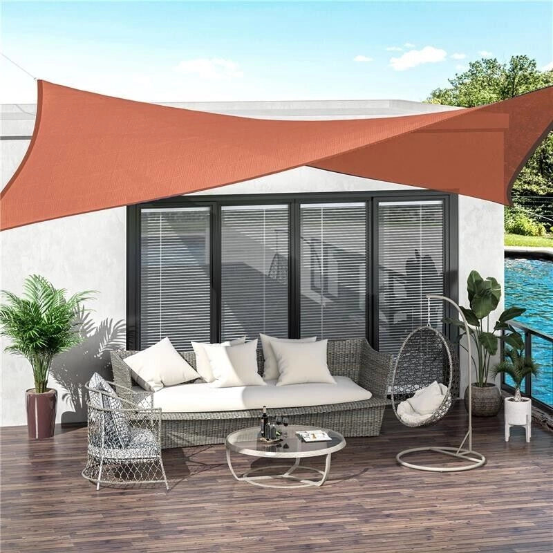 TENDA A VELA RETTANGOLARE 4X6 M RESISTENTE AI RAGGI UV CON CORDA, IN PE E ACCIAIO INOX, ROSSA