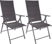 Set di 2 Sedie da Giardino Ripiegabili con Altezza del Poggiatesta Elevata - 7-Volti Regolabili - Resistenti alle Intemperie - Grigio