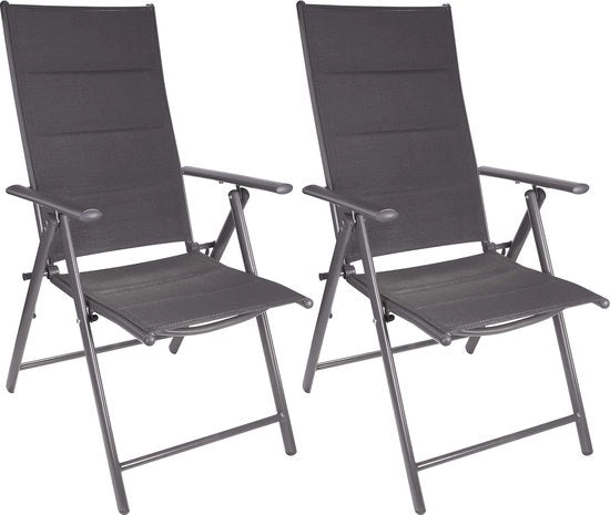 Set di 2 Sedie da Giardino Ripiegabili con Altezza del Poggiatesta Elevata - 7-Volti Regolabili - Resistenti alle Intemperie - Grigio