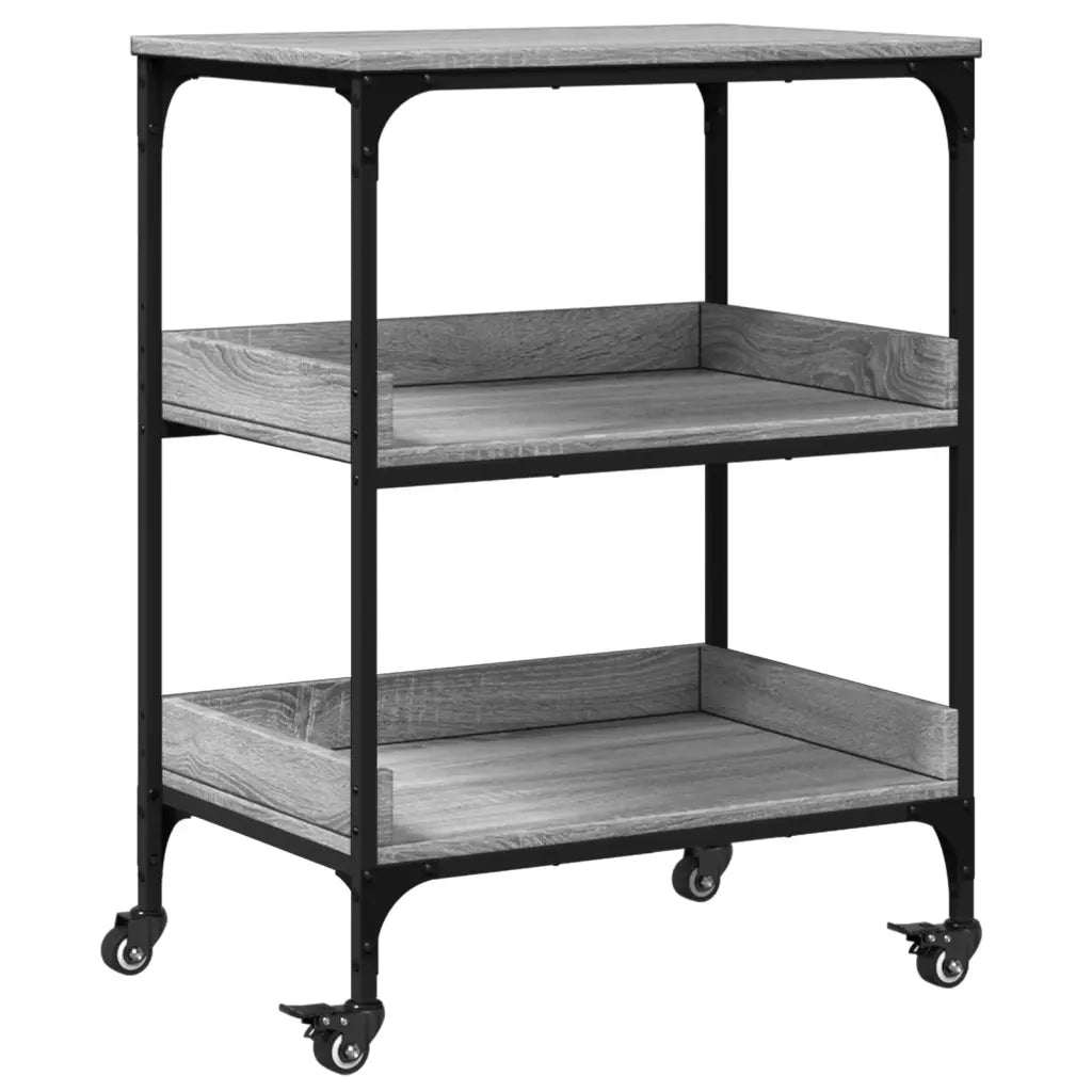 Carrello da Cucina-Scaffale per Cucina Grigio Sonoma 60x41x80,5cm Legno Multistrato