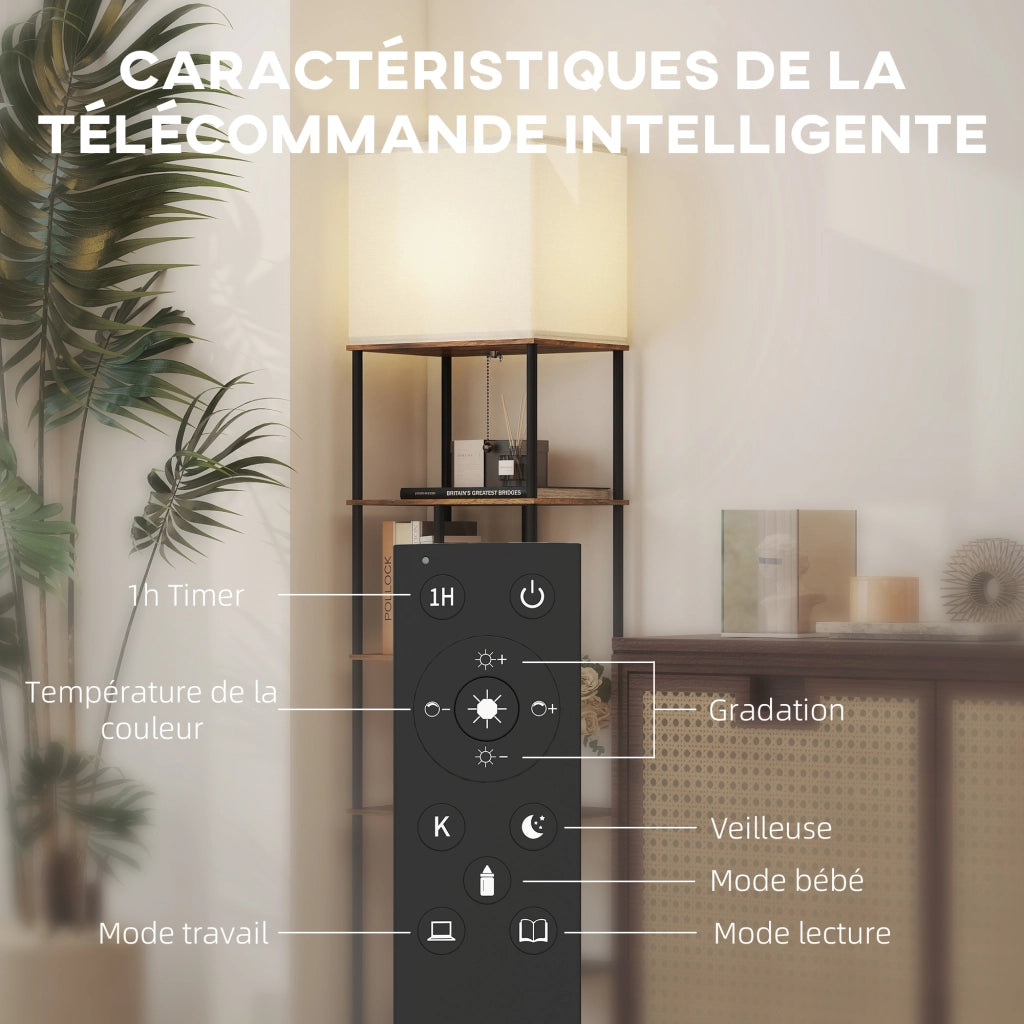 Lampada da terra con scaffale libreria ¨C Minimal ¨C 40x29x171 marrone