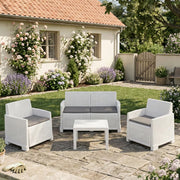 Salottino Outdoor Atrito, set Salotto da Esterno 4 Posti Made in Italy, Bianco