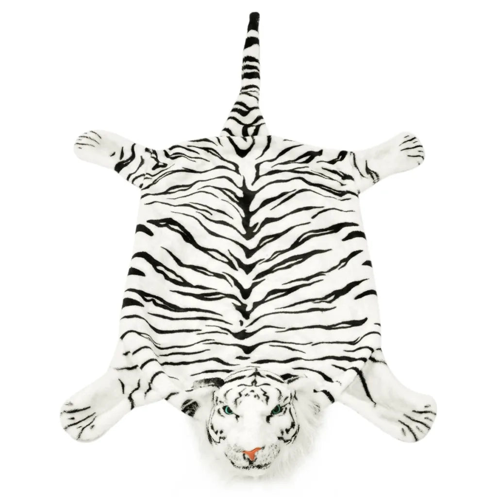 Tappeto di Peluche a Forma di Tigre 144 cm Bianco 80169