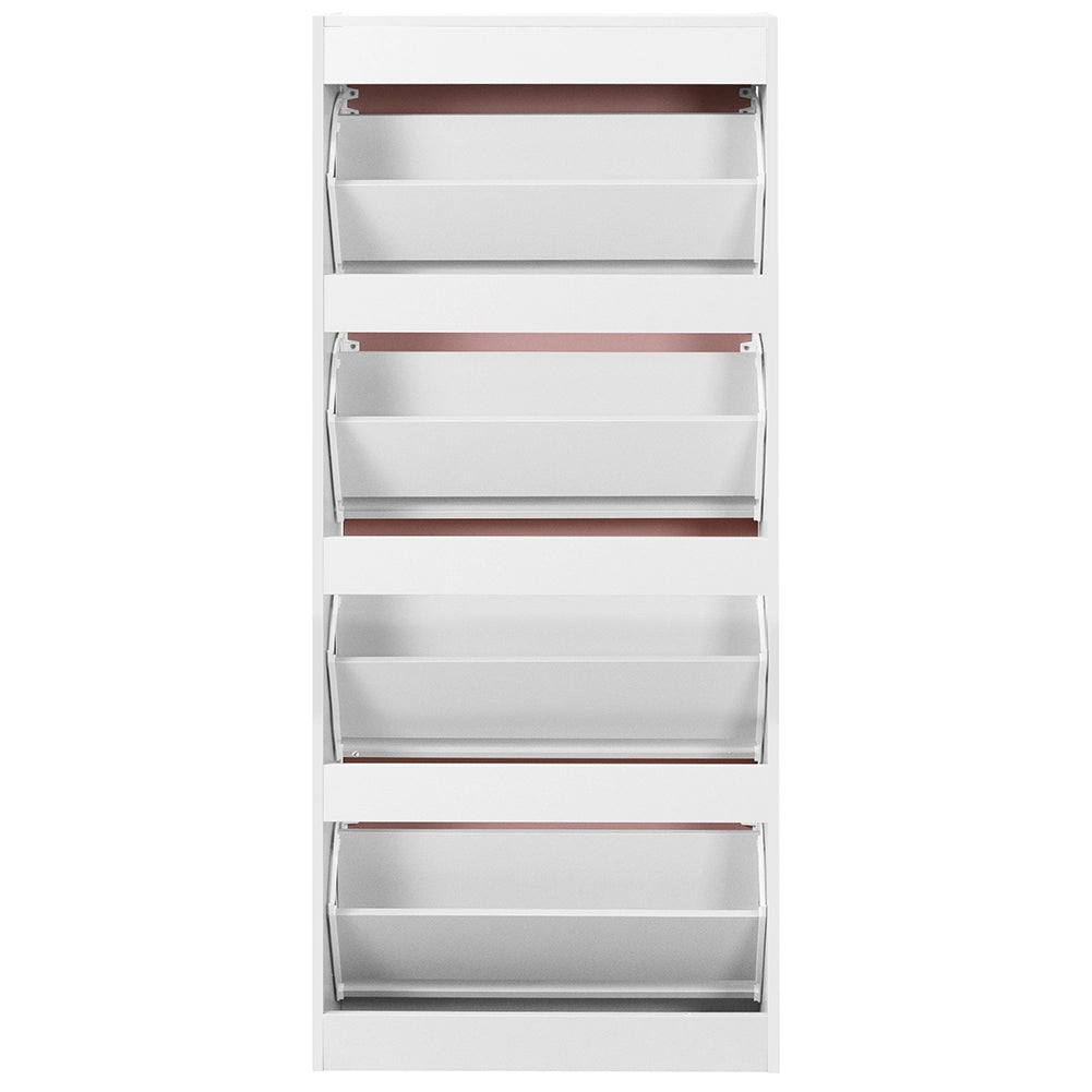 Scarpiera 4Ante Doppia Profondità Salvaspazio Bianco Rosa 63x24 H150cm Mdf