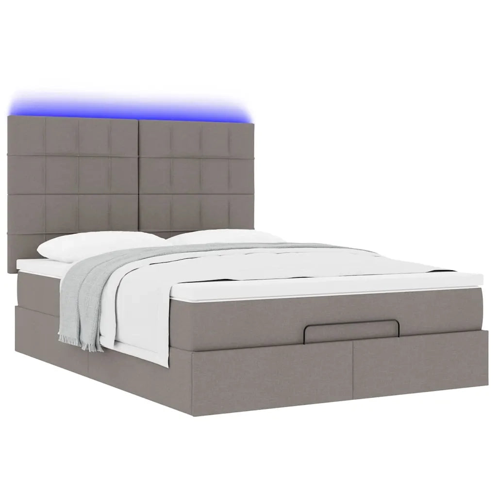vidaXL Struttura Letto Pouf con Materasso Tortora 140x190 cm Tessuto