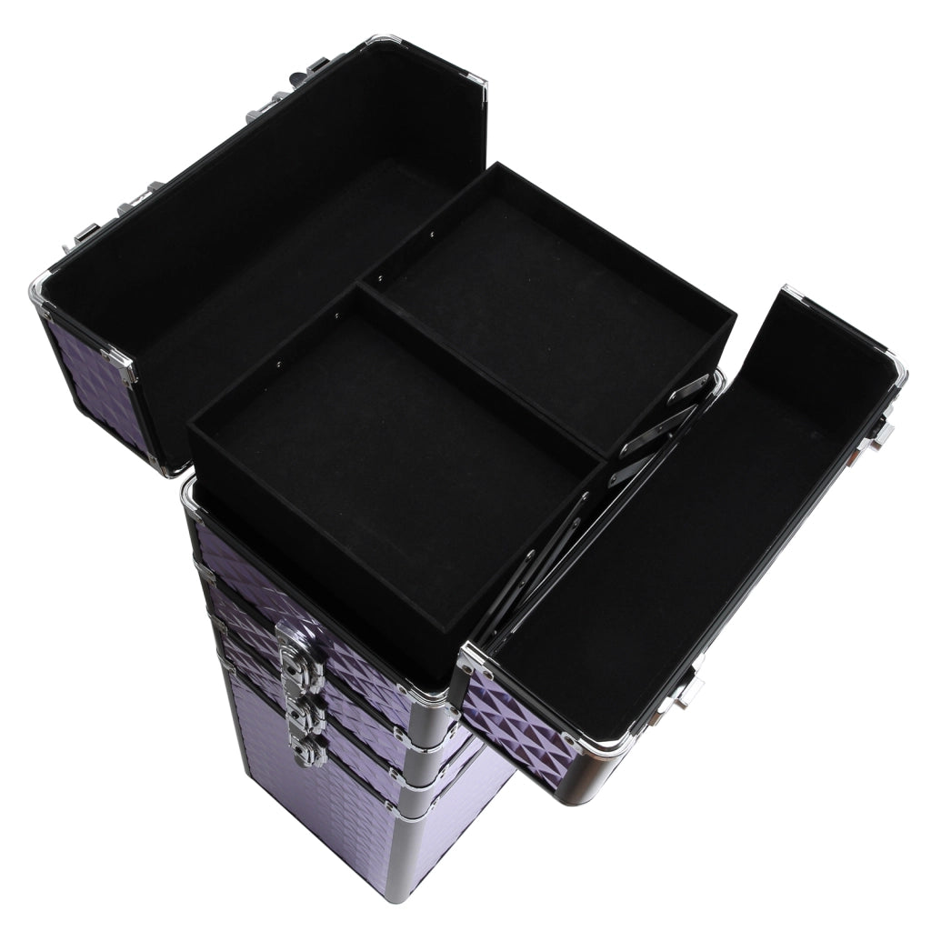 Trolley Portatrucchi Professionale con Ruote e Ripiani ¨C Zephmum ¨C 33.5x23x76/95.5 cm Viola